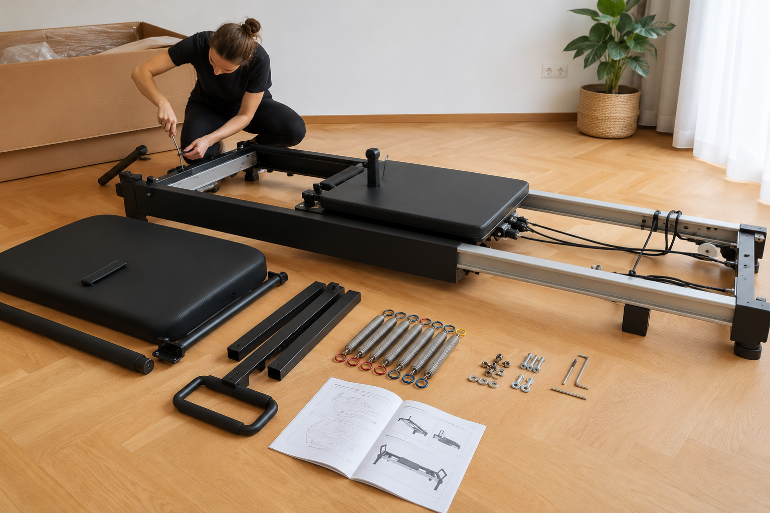 Pilates Reformer aufbauen: Montage Schritt für Schritt